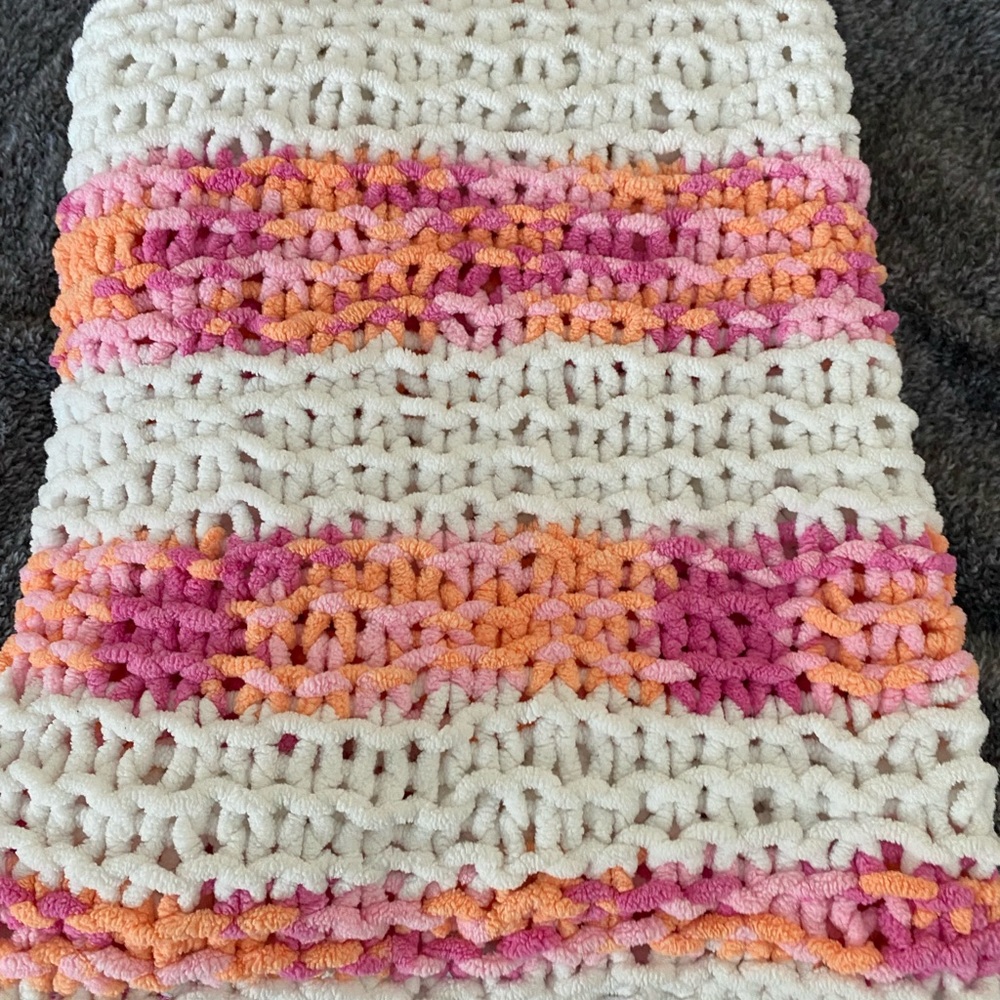 Handmade Pink/Orange/White Baby Throw